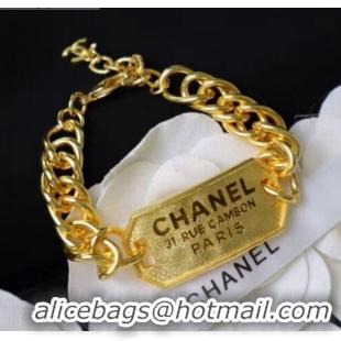 Well Crafted Chanel Metal Tag Bracelet AB3072 Gold 2020