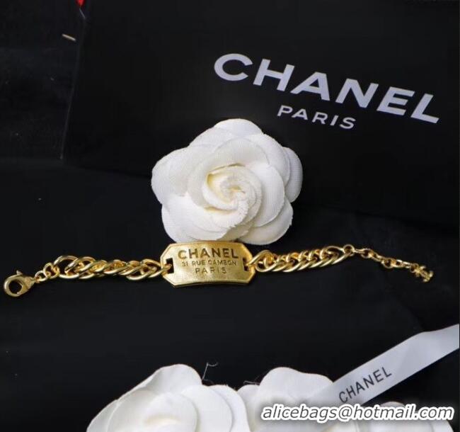 Well Crafted Chanel Metal Tag Bracelet AB3072 Gold 2020