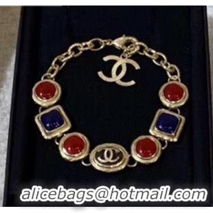 Good Looking Chanel Resin Stone Bracelet AB2981 Burgundy/Blue 2019