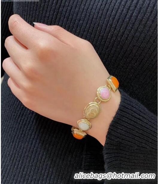 Best Price Chanel Resin Stone Bracelet AB2981 Pink/Orange 2019