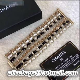 Top Design Chanel Chain Leather Wide Bracelet AB2383 2019