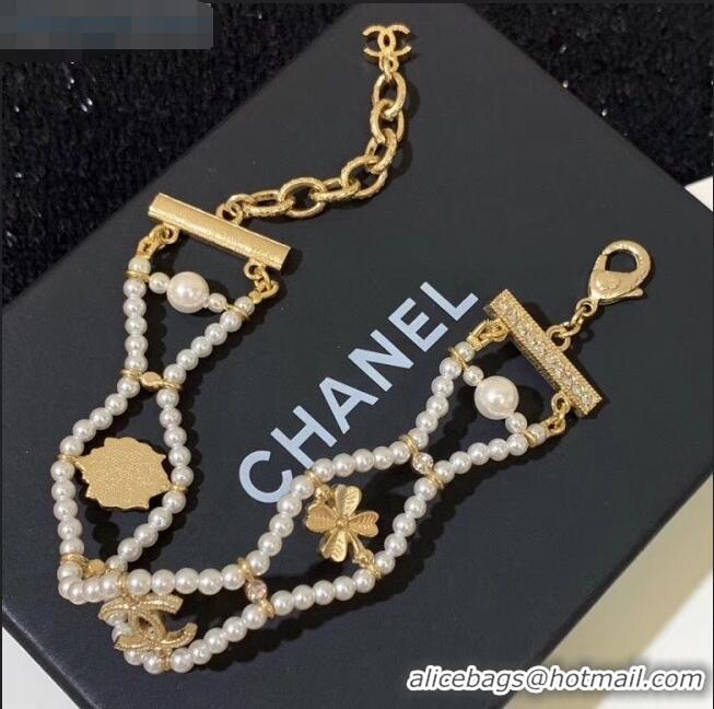 Unique Style Chanel Pearl Wide Bracelet AB2928 2019