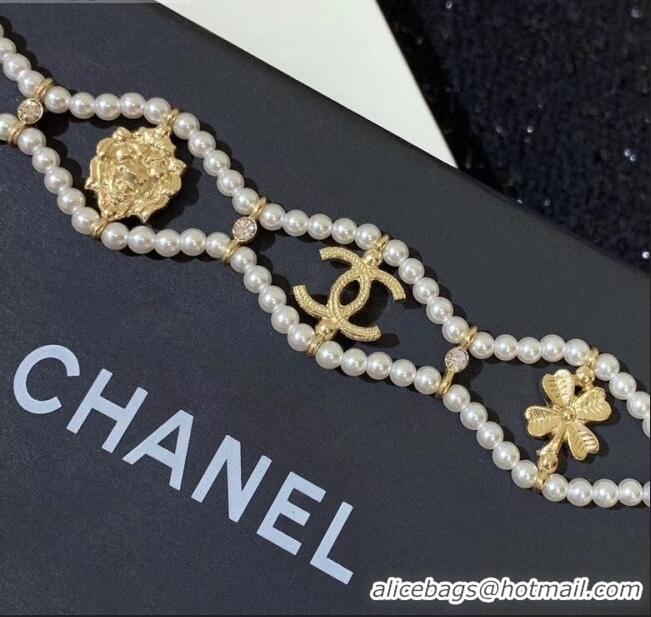 Unique Style Chanel Pearl Wide Bracelet AB2928 2019