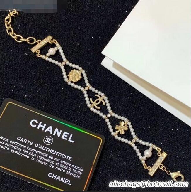 Unique Style Chanel Pearl Wide Bracelet AB2928 2019