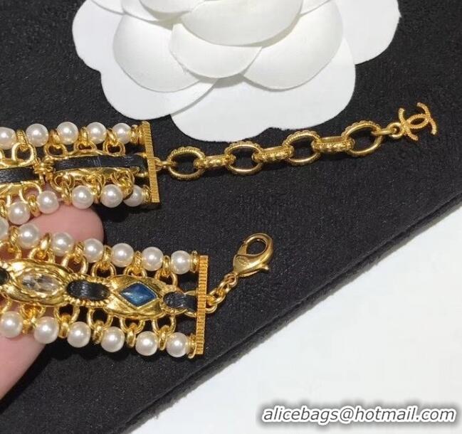 Unique Style Chanel Leather Chain Bracelet CC3408 2020