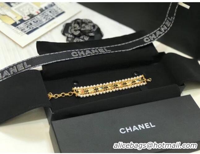 Unique Style Chanel Leather Chain Bracelet CC3408 2020