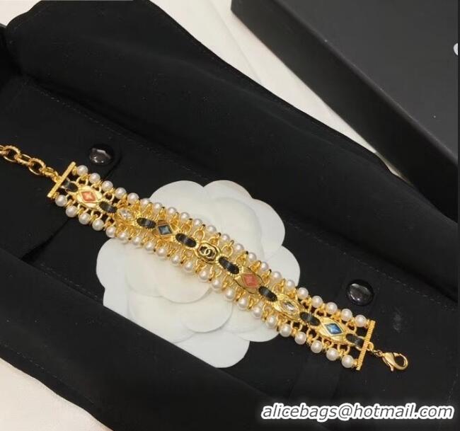 Unique Style Chanel Leather Chain Bracelet CC3408 2020