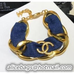 Luxury Discount Chanel Denim Bracelet AB3351 Blue/Gold 2020