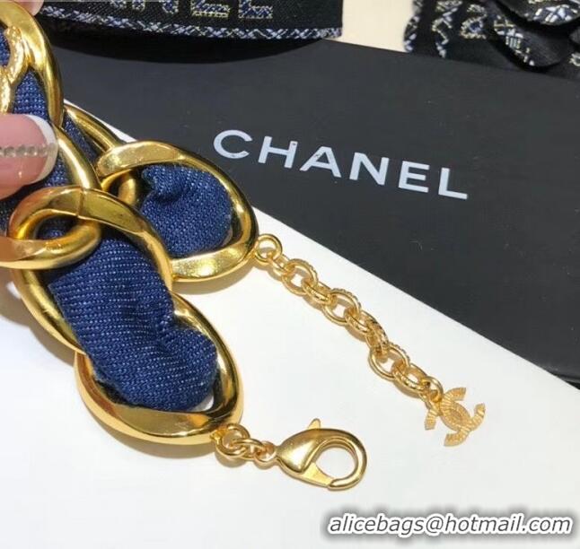 Luxury Discount Chanel Denim Bracelet AB3351 Blue/Gold 2020