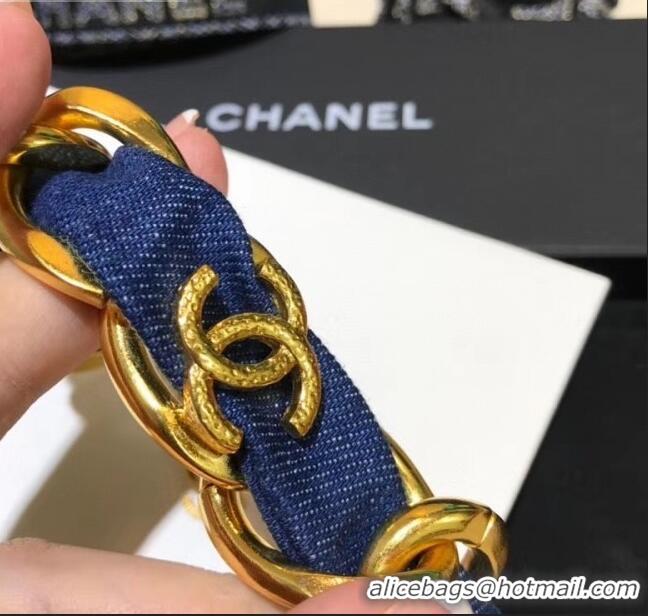 Luxury Discount Chanel Denim Bracelet AB3351 Blue/Gold 2020