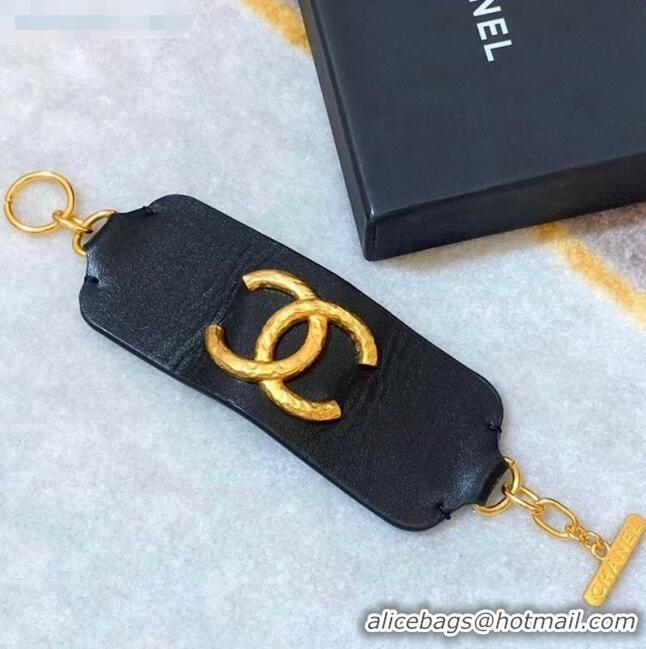 Classic Specials Chanel CC Leather Bracelet AB3353 Black 2020