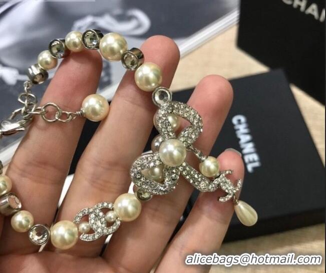 Cheapest Chanel Bow Pearl Bracelet AB4296 Silver 2020