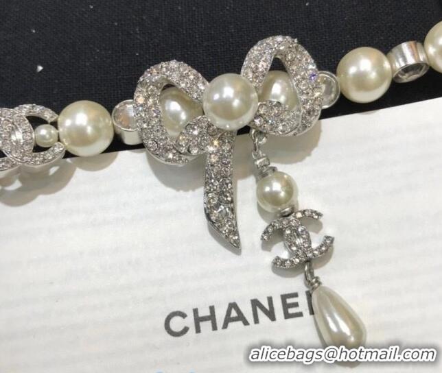 Cheapest Chanel Bow Pearl Bracelet AB4296 Silver 2020