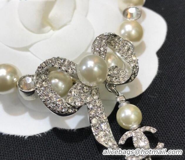 Cheapest Chanel Bow Pearl Bracelet AB4296 Silver 2020