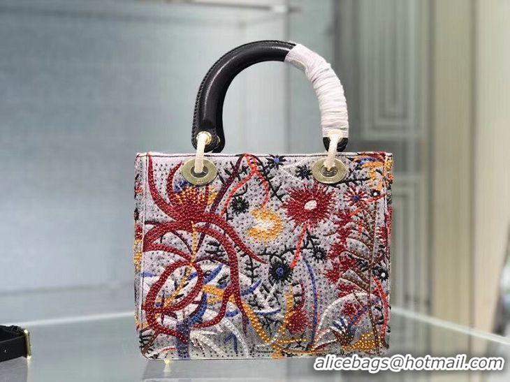 New Style LADY DIOR DIOR TOTE EMBROIDERED CANVAS BAG CA0111-3