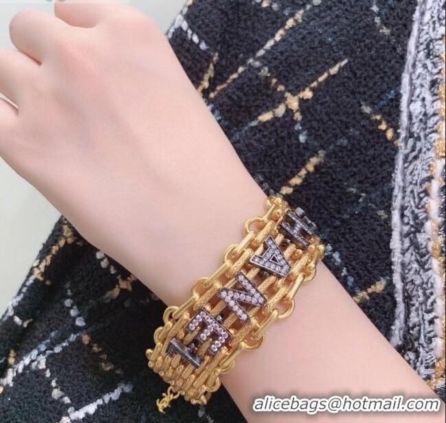 Most Popular Chanel Wide Metal Chain Bracelet AB4189 Gold 2020