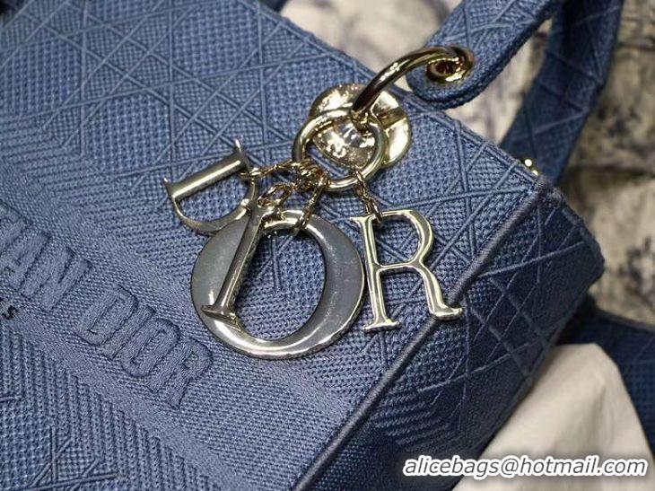 Shop Duplicate DIOR MEDIUM LADY D-LITE BAG Dark Denim Blue Cannage Embroidery M0565OREY