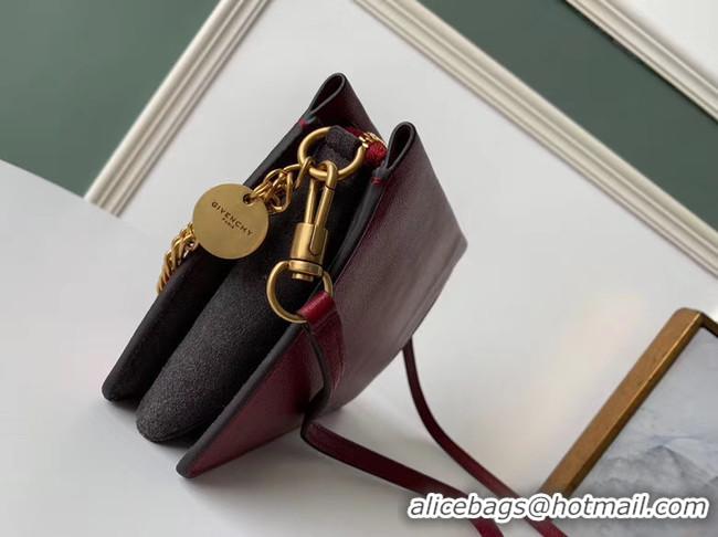 Crafted GIVENCHY leather and suede shoulder bag 9337 Wine