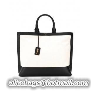 Sophisticated Yves Saint Laurent CANVAS tote bag Y615719 black&white