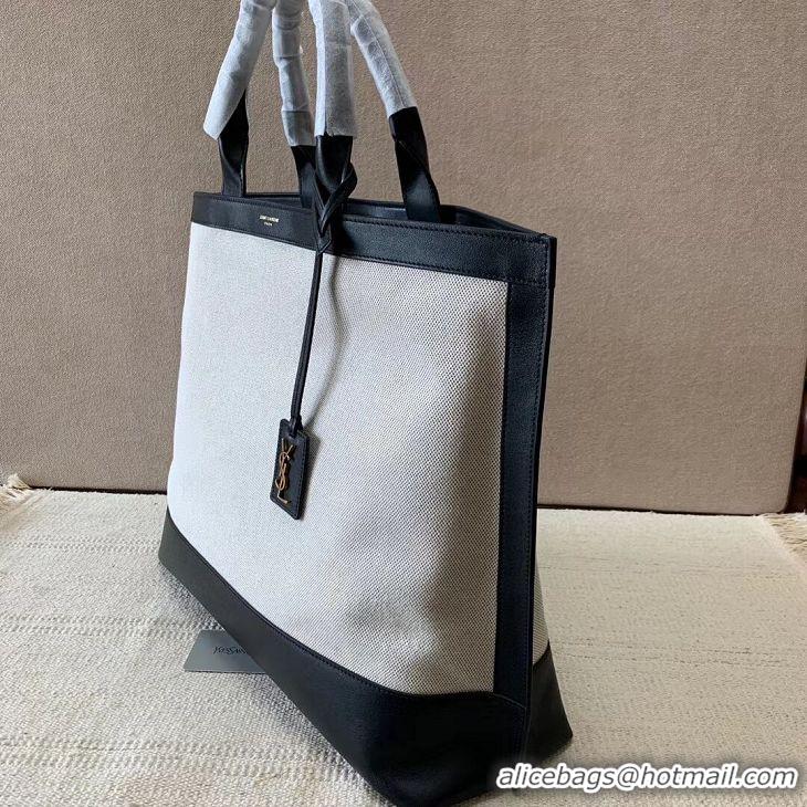 Sophisticated Yves Saint Laurent CANVAS tote bag Y615719 black&white