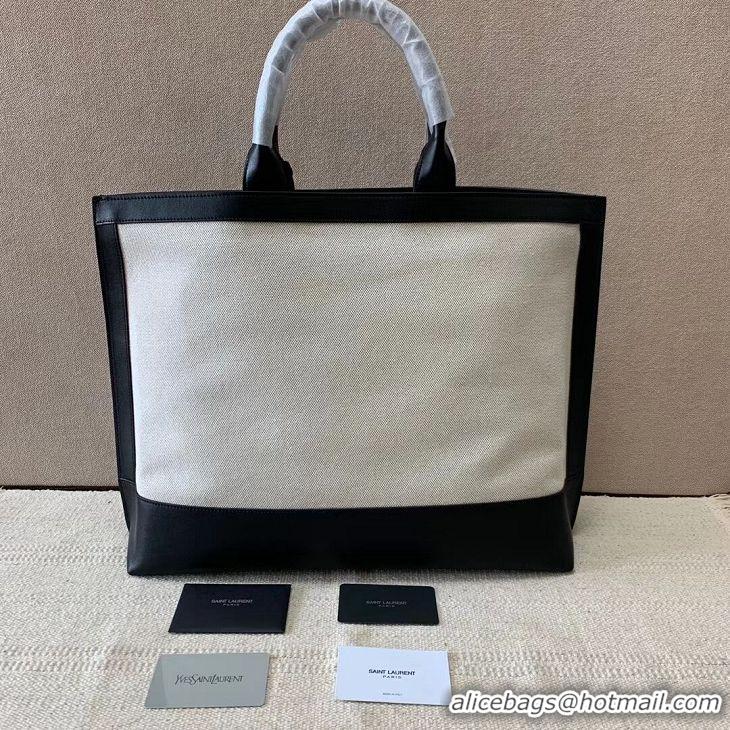 Sophisticated Yves Saint Laurent CANVAS tote bag Y615719 black&white