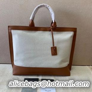 Good Product Yves Saint Laurent CANVAS tote bag Y615719 brown&white