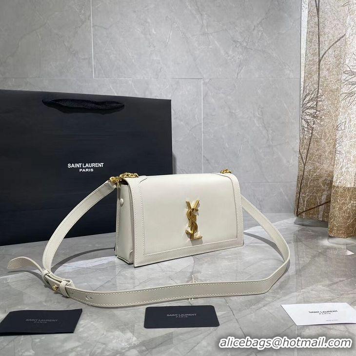 Grade Yves Saint Laurent Calfskin Leather Shoulder Bag Y635627 White