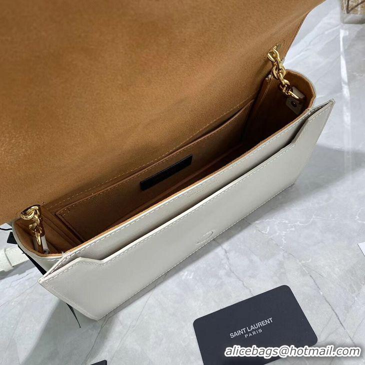 Grade Yves Saint Laurent Calfskin Leather Shoulder Bag Y635627 White