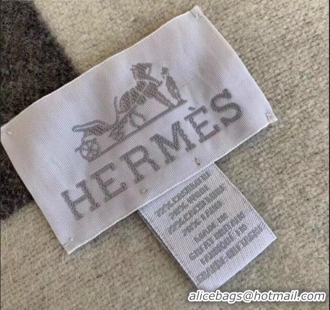 Well Crafted Hermes Lock Cashmere and Wool Blanket 135x170cm 80219 Grey