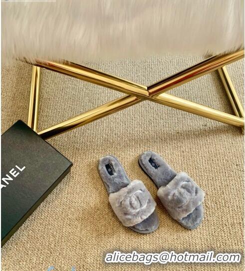 Shop Duplicate Chanel Wool Flat Sandals CC0602 Gray 2020