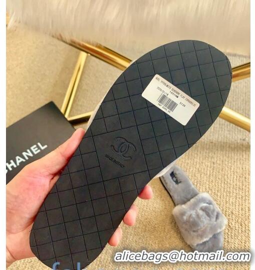 Shop Duplicate Chanel Wool Flat Sandals CC0602 Gray 2020