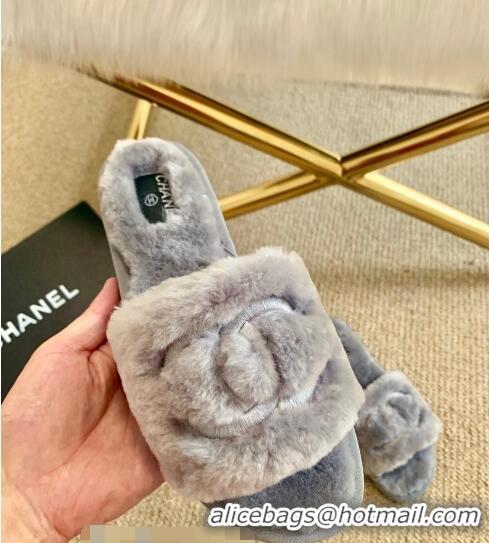 Shop Duplicate Chanel Wool Flat Sandals CC0602 Gray 2020