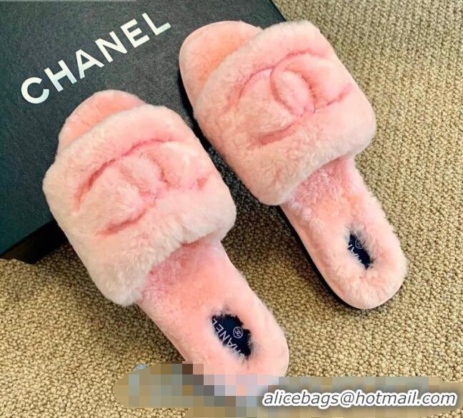 Free Discount Chanel Wool Flat Sandals CC0602 Pink 2020