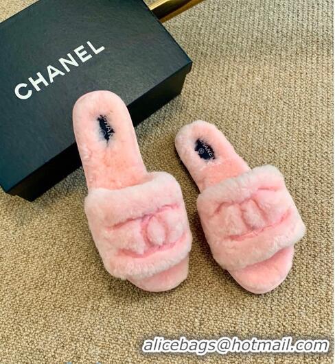 Free Discount Chanel Wool Flat Sandals CC0602 Pink 2020