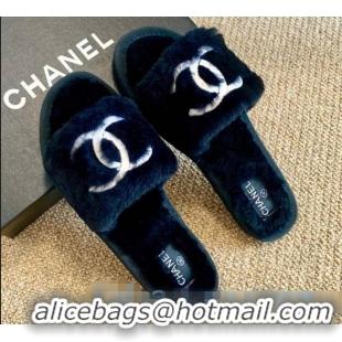 Trendy Design Chanel Wool Flat Sandals CC0602 Blue/White 2020