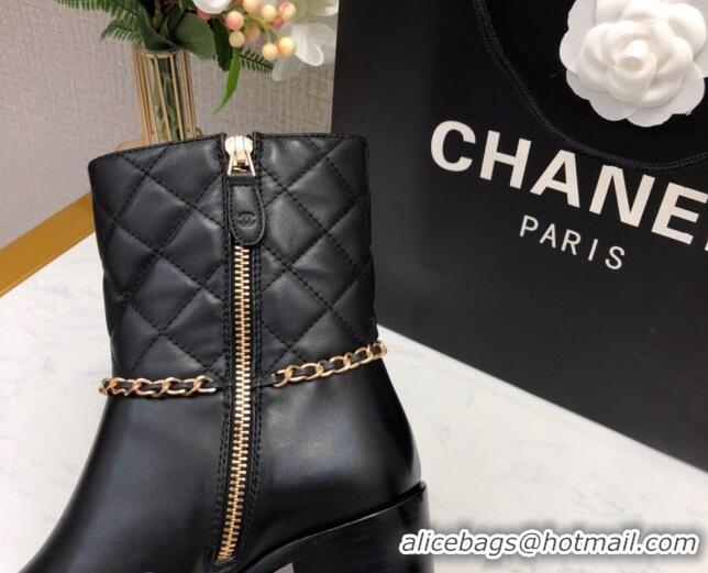 Reproduction Chanel Quilted Lambskin Chain CC Short Boots G35091 Black 2020