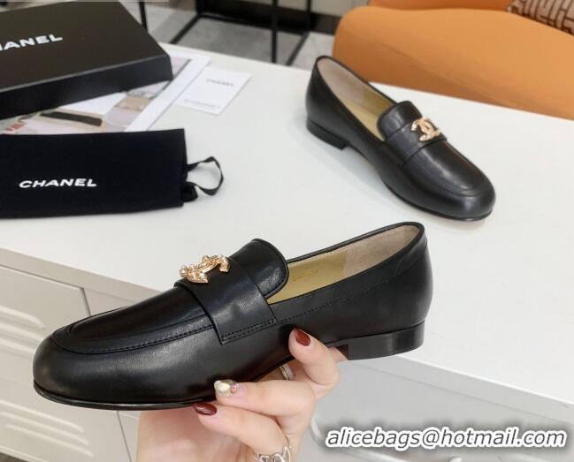 Low Cost Chanel Lambskin Crystal CC Loafers G80626 Black 2020