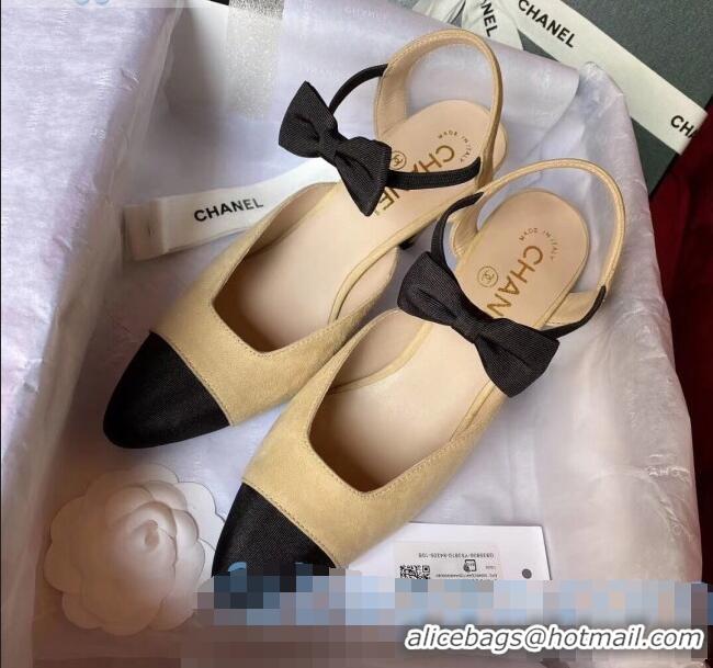 AAAAA Duplicate Chanel Suede Pumps with Bow 80MM G36360 Yellow 2020