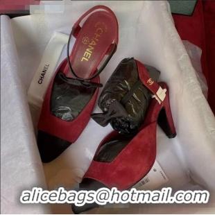 Shop Discount Chanel Suede Pumps with Bow 80MM G36360 Burgundy 2020