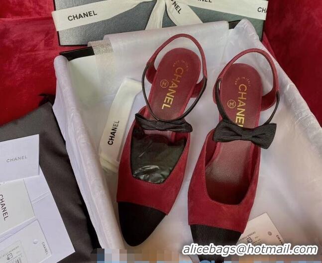 Shop Discount Chanel Suede Pumps with Bow 80MM G36360 Burgundy 2020