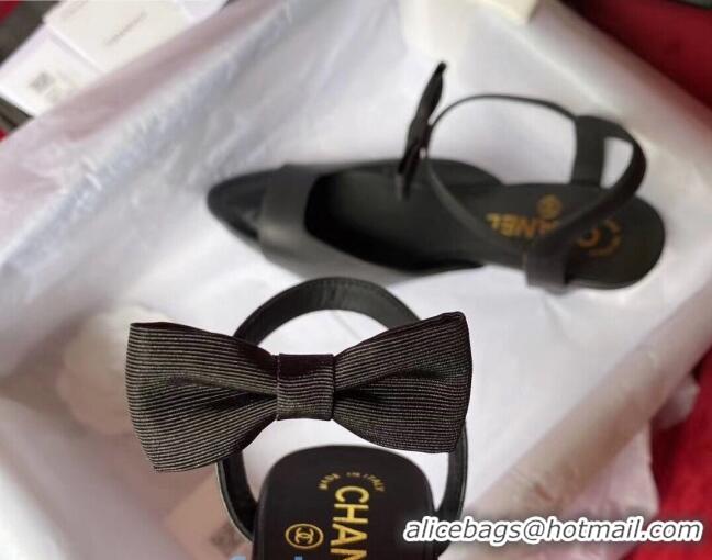 Cheapest Chanel Lambskin Pumps with Bow 80MM G36360 Black 2020