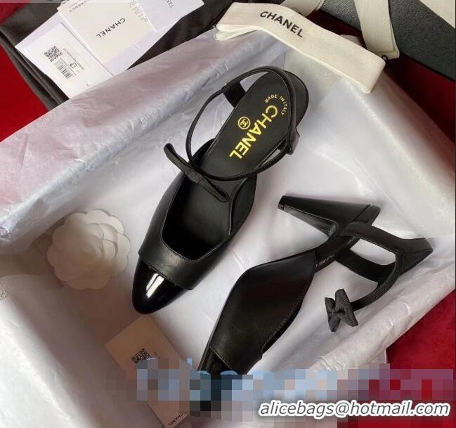 Cheapest Chanel Lambskin Pumps with Bow 80MM G36360 Black 2020