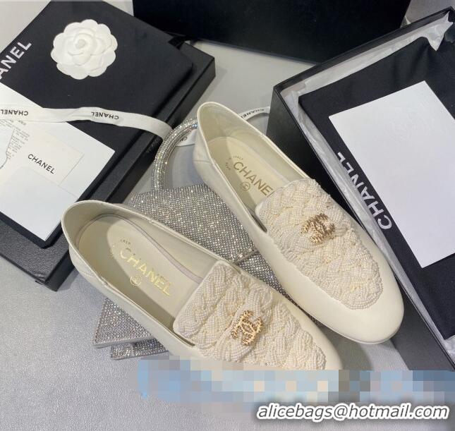 Grade Design Chanel Pearl Loafers G35698 White 2020