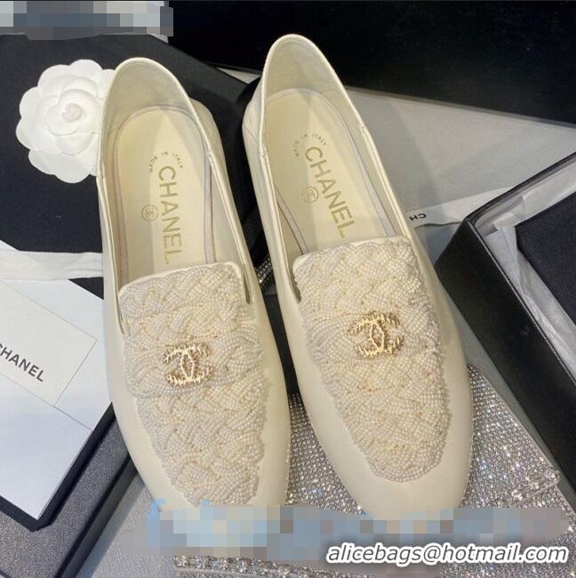 Grade Design Chanel Pearl Loafers G35698 White 2020