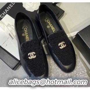 Reasonable Price Chanel Pearl Loafers G35698 Black 2020