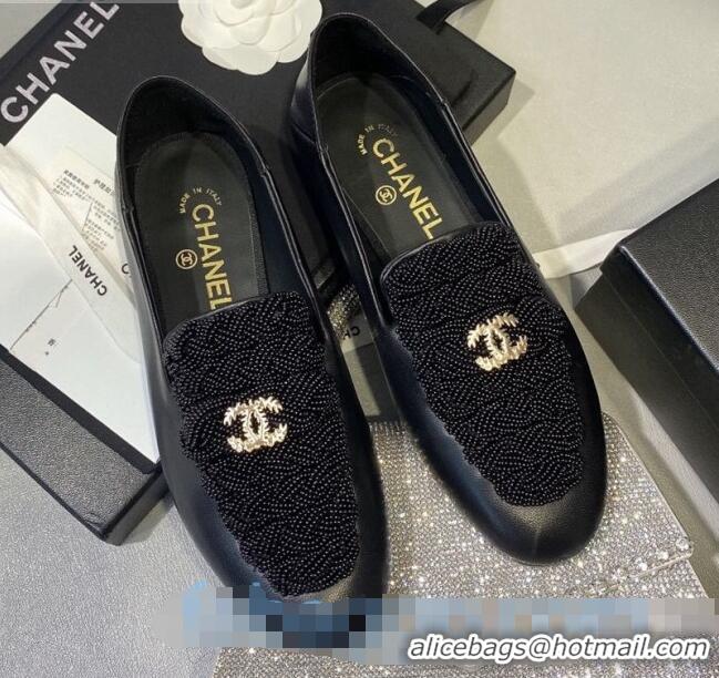 Reasonable Price Chanel Pearl Loafers G35698 Black 2020