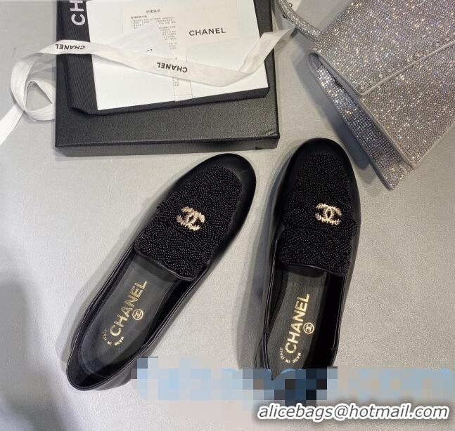 Reasonable Price Chanel Pearl Loafers G35698 Black 2020