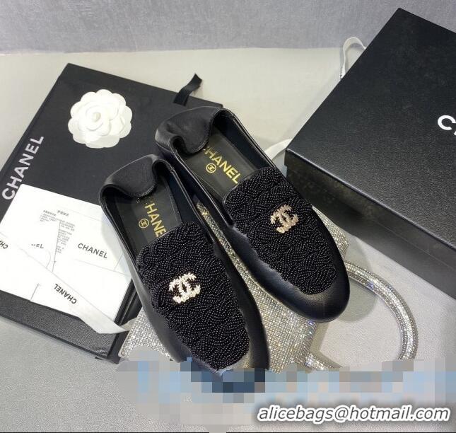 Reasonable Price Chanel Pearl Loafers G35698 Black 2020