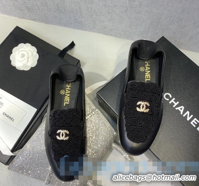 Reasonable Price Chanel Pearl Loafers G35698 Black 2020