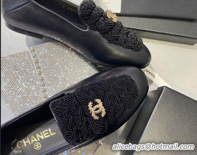 Reasonable Price Chanel Pearl Loafers G35698 Black 2020